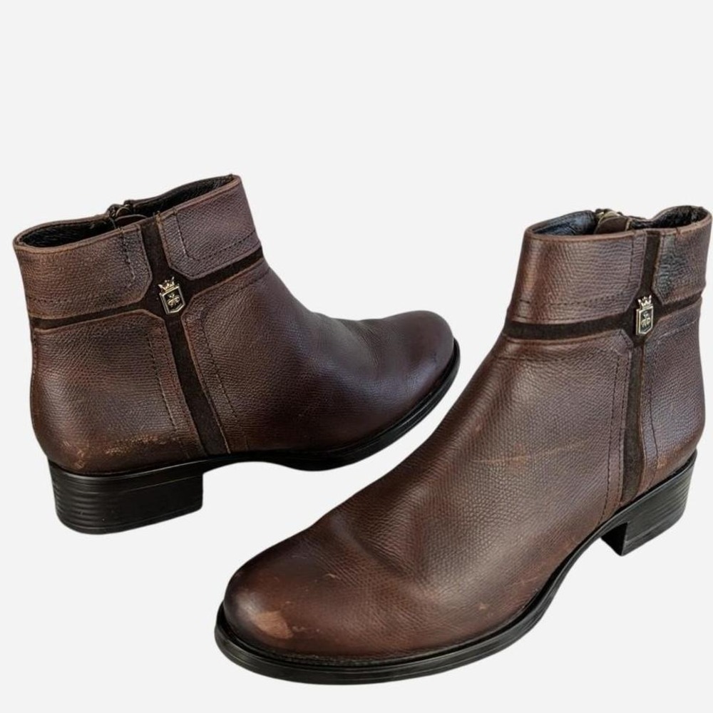 Lyard Pebbled Leather Side Zip Ankle Boot Brown Lisa Tummi Texas Size 7.5 - Picture 3 of 9